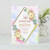 Spring Floral Geometric 70th Birthday Kaart (Staand voorkant)