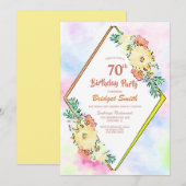 Spring Floral Geometric 70th Birthday Kaart (Voorkant / Achterkant)