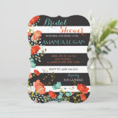 Spring Floral Gestreepte Bruids Douche Uitnodiging (Staand voorkant)