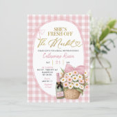 Spring Floral Gingham Coquette Daisy Bridal Shower Kaart (Staand voorkant)