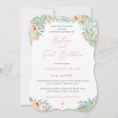 Spring Floral Girl Baptism en 1e verjaardag Kaart (Voorkant)