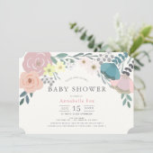 Spring Floral Girl Roze Baby shower Kaart (Staand voorkant)
