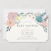 Spring Floral Girl Roze Baby shower Kaart (Voorkant)
