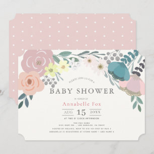 Spring Floral Girl Roze Baby shower Kaart
