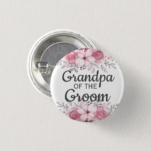 Spring Floral grandpa van de groom Button (Voorkant /achterkant)