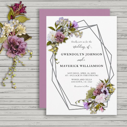 Spring Floral Greenery Geometrische bruiloft Kaart