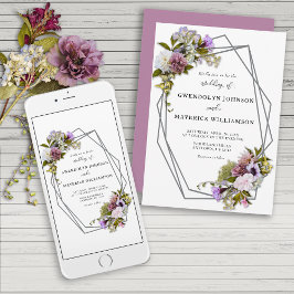 Spring Floral Greenery Geometrische bruiloft Kaart