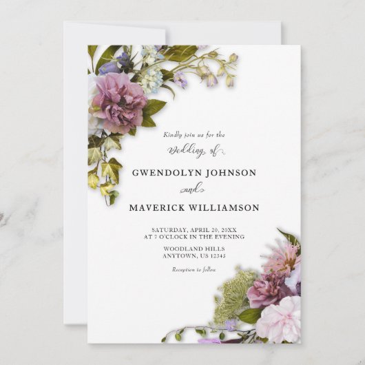 Spring Floral Greenery Wedding Kaart (Voorkant)