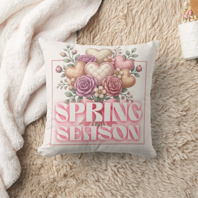 Spring Floral Hearts Decorative Pillow Kussen (Deken)