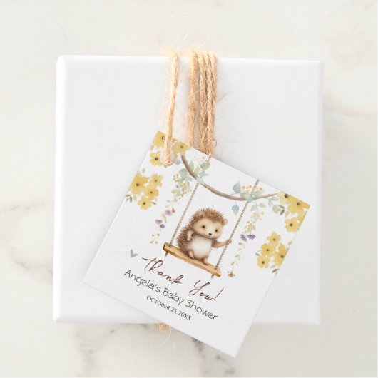 Spring Floral Hegehog Oh Baby shower Bedankjes Labels (In situ)