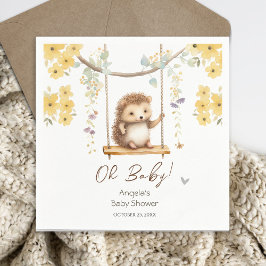 Spring Floral Hegehog Oh Baby shower Servet