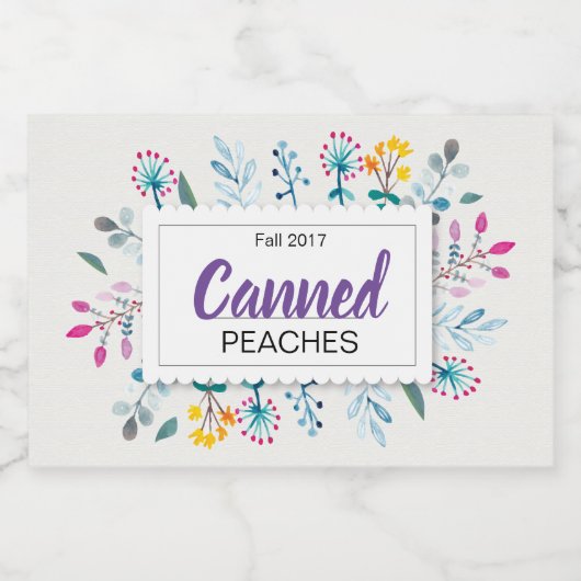 Spring Floral Ingeblikte Perziken Voedselcontainer Etiket (Enkel label)