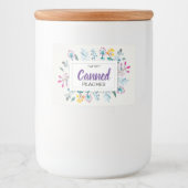 Spring Floral Ingeblikte Perziken Voedselcontainer Etiket (Voorkant)