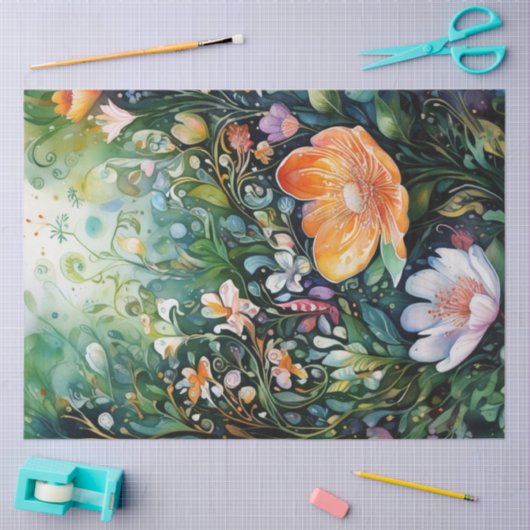 Spring Floral Kleurrijk Weefselpapier Tissuepapier (Craft)