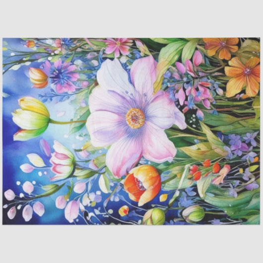 Spring Floral Kleurrijk Weefselpapier Tissuepapier (Voorkant)