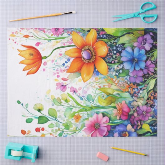 Spring Floral Kleurrijk Weefselpapier Tissuepapier (Craft)