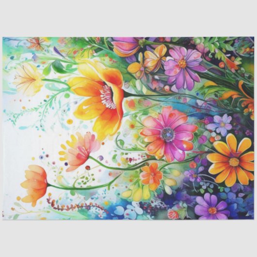 Spring Floral Kleurrijk Weefselpapier Tissuepapier (Voorkant)