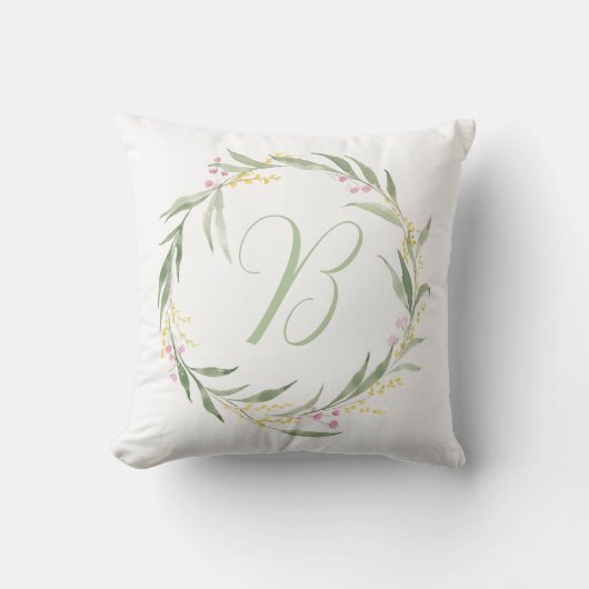 Spring Floral Krans met Initiaal Kussen (Voorkant)