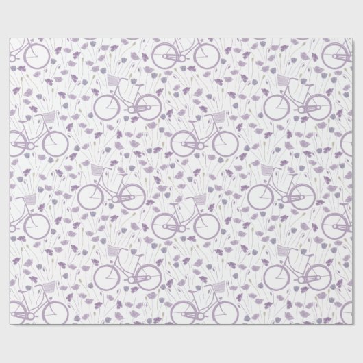 Spring Floral Lavender Paarse  fiets Cadeaupapier (Vlak)