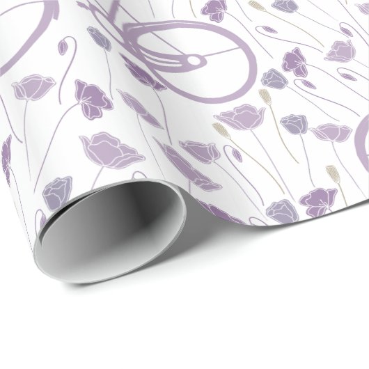 Spring Floral Lavender Paarse  fiets Cadeaupapier (Rol Hoek)