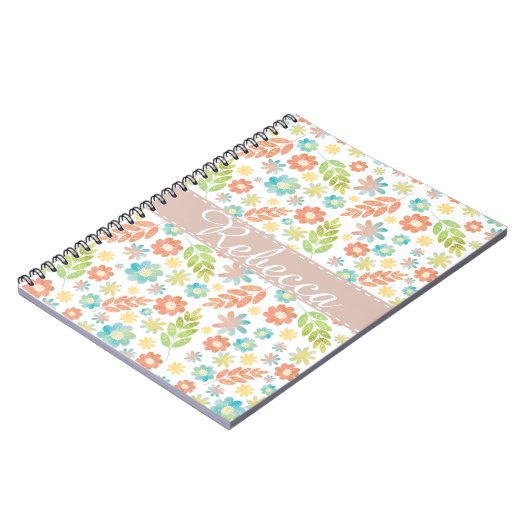 Spring Floral & Leaves Waterverf Pattern Notitieboek (Linkerzijde)