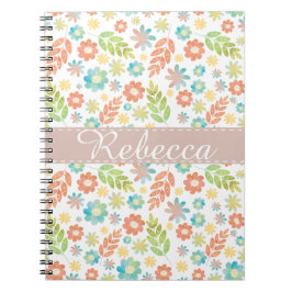 Spring Floral & Leaves  Waterverf Pattern Notitieboek