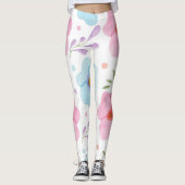Spring Floral Leggings - Roze Bloem Yoga Broek (Voorkant)