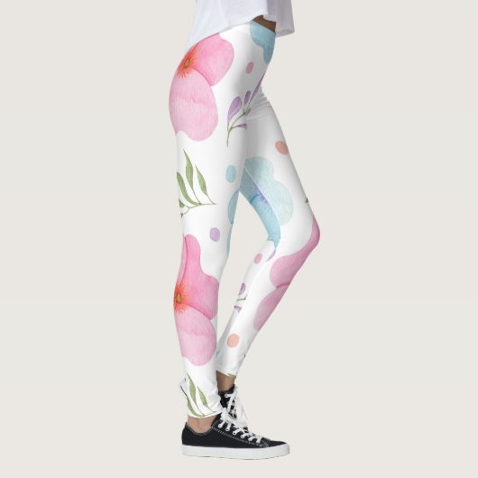 Spring Floral Leggings - Roze Bloem Yoga Broek (Rechts)