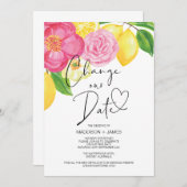 Spring Floral Lemon verander de datum van het huwe Kaart (Voorkant / Achterkant)