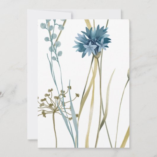 Spring Floral Light Blue Gold White Wedding Kaart (Achterkant)