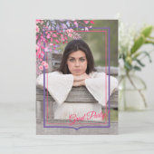 Spring Floral Lijst Foto Afstuderen Uitnodiging (Staand voorkant)