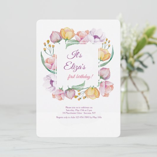 Spring Floral Lijst Invitation Kaart (Staand voorkant)