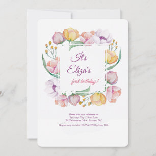 Spring Floral Lijst Invitation Kaart