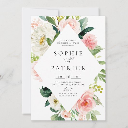  Spring Floral Lijst Wedding Shower Kaart (Voorkant)