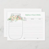 Spring Floral Mason Jar Pas getrouwd Recipe Kaarte Aankondigingskaart (Voorkant / Achterkant)