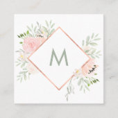 Spring Floral met Monogram Vierkante Visitekaartje (Voorkant)
