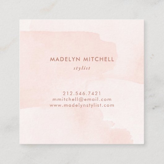 Spring Floral met Monogram | Waterverf was Vierkante Visitekaartje (Achterkant)