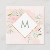 Spring Floral met Monogram | Waterverf was Vierkante Visitekaartje (Voorkant)