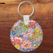 Spring Floral met pinda's en vlinders Sleutelhanger (Voorkant)