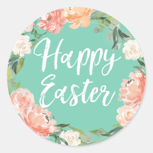 Spring Floral Mint Blush Easter Ronde Sticker (Voorkant)