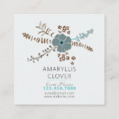 Spring Floral Mix Blauwgroen roze grijs op zwart Vierkante Visitekaartje (Achterkant)