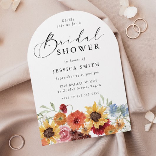 Spring Floral Modern Arch Bridal Shower  Kaart