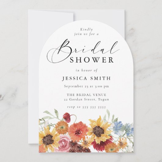 Spring Floral Modern Arch Bridal Shower  Kaart (Voorkant)