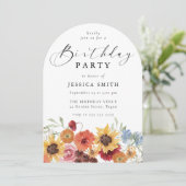 Spring Floral Modern Arch Womans Birthday Party Kaart (Staand voorkant)