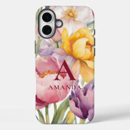 Spring Floral Monogram iPhone 16 Plus Hoesje