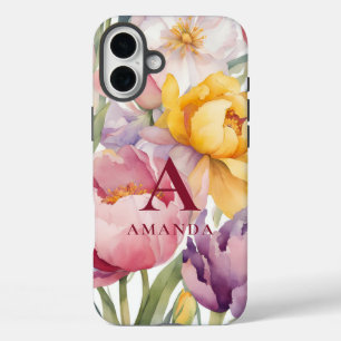 Spring Floral Monogram iPhone 16 Plus Hoesje