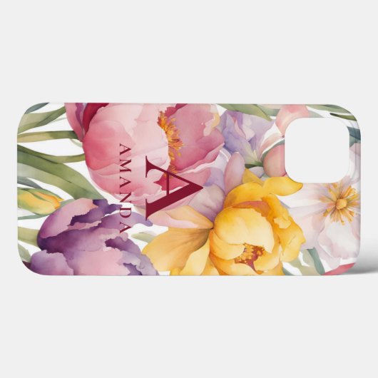 Spring Floral Monogram Case-Mate iPhone Case (Achterkant (horizontaal))