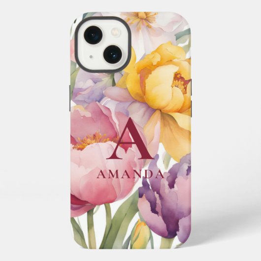Spring Floral Monogram iPhone Hoesje (Achterkant)