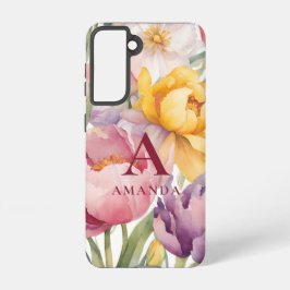 Spring Floral Monogram Samsung Galaxy Hoesje