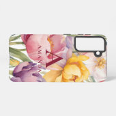 Spring Floral Monogram Samsung Galaxy Hoesje (Achterkant horizontaal)